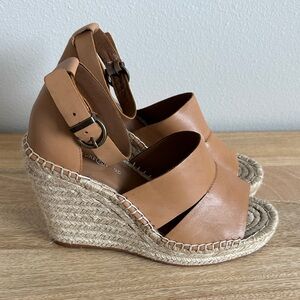 Treasure & Bond Tan Leather Espadrille Wedge Sandals
